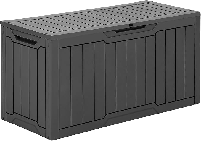 YITAHOME 80 Gallon Resin Deck Box, Weather Resistant Outdoor Storage Box, Lockable Indoor Outdoor Storage for Supplies and Essentials, Dark Gray