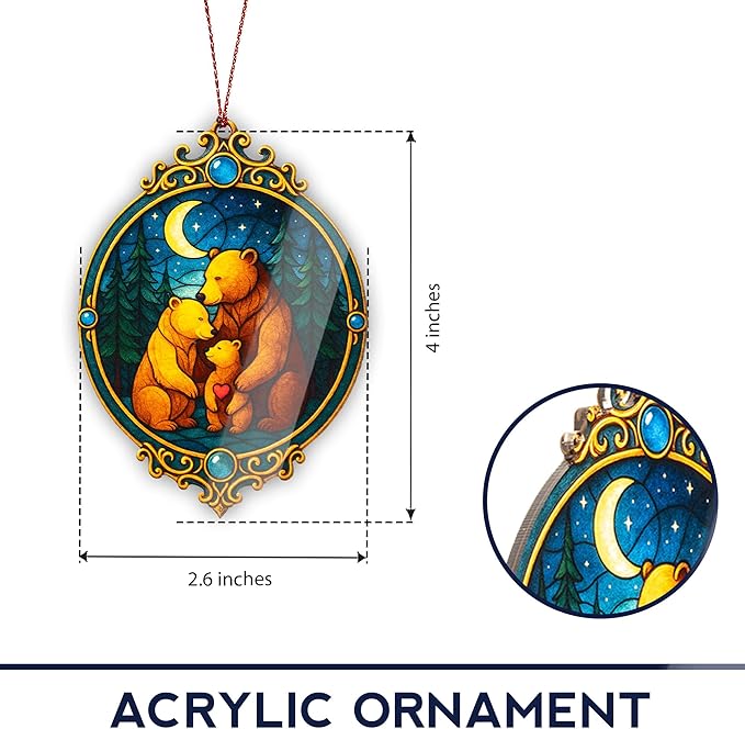 Christmas family of three ornament - Bear Family Ornament – bear ornament – family gifts – woodland decor – christmas ornament – Suncatcher effect window hanging – Car Hanging