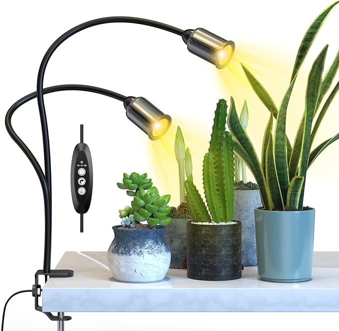 Relassy LED Grow Light for Indoor Plants 75W Sunlike Full Spectrum Indoor Grow Light Plants - 3/6/12H Auto On/Off Timer Grow Lamp - 4 Dimmable Indoor Plants Light - 22.5 Inch Longer Gooseneck