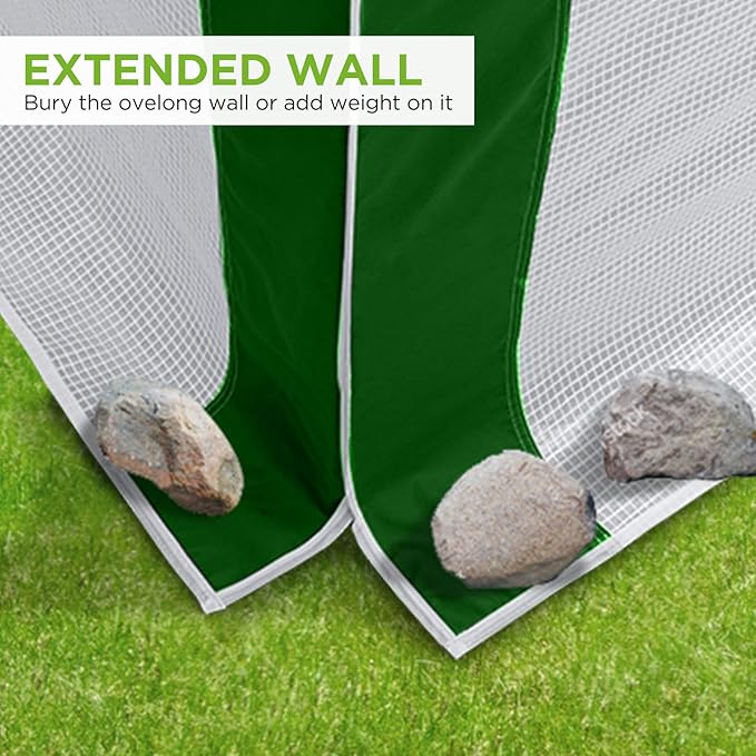 EAGLE PEAK Replacement Cover for 8x6 Portable Pop up Greenhouse with Polyester Reinforced Corners, Front Roll-Up Zipper Entry Door and 3 Large Roll-Up Side Windows (Frame Not Included), Green/White