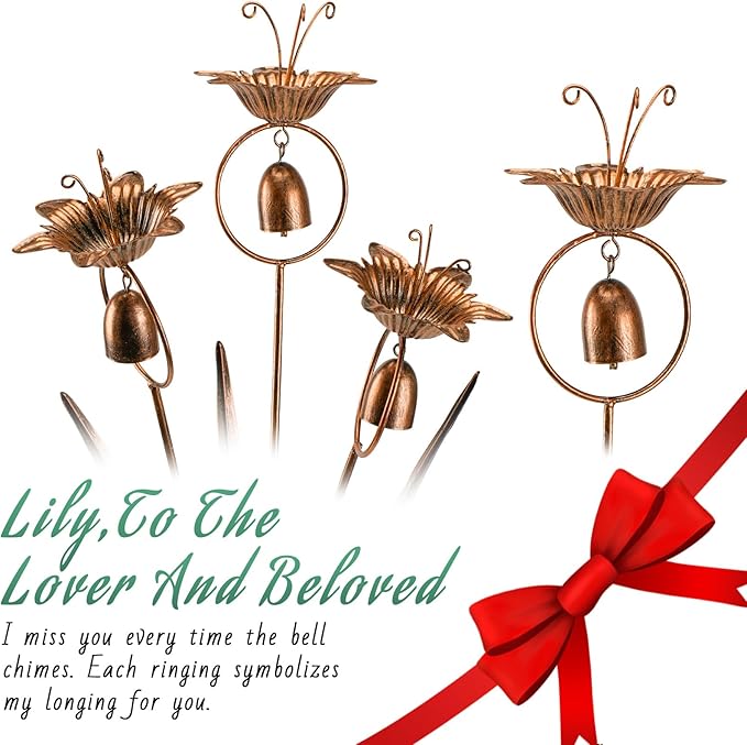 Metal Calla Lilies Flowers with Bells for Outside Yard Art Bronze Wind Chime