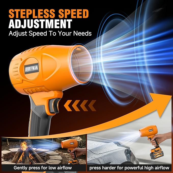 ALLOYMAN Cordless Leaf Blower with 2 X 4.0Ah Batteries & Charger, 23000 RPM Turbo Jet Electric Handheld Blower, Lightweight Portable Cordless Leaf Blower for Lawn, Yard, Garage, Patio