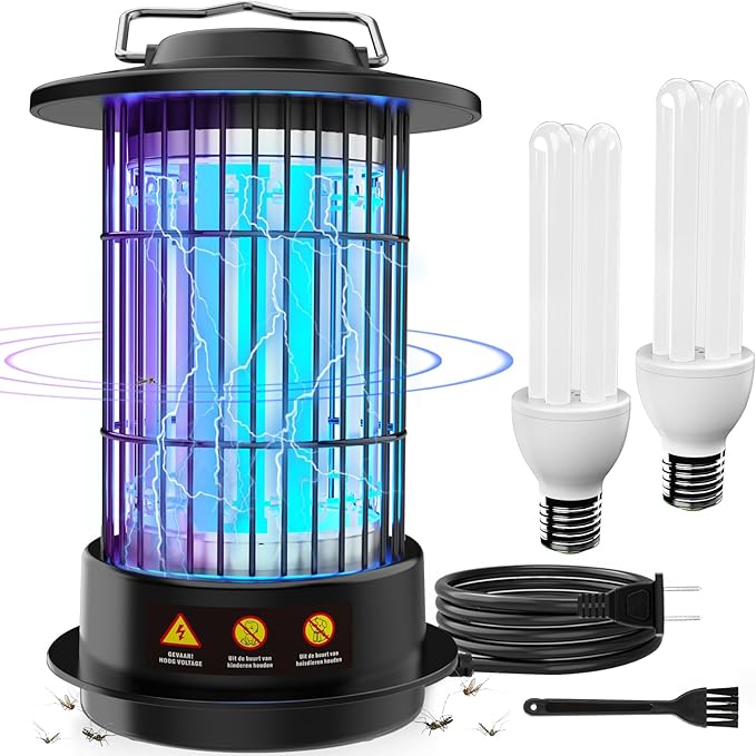 Bug Zapper Indoor - Bug Zapper Fly Zapper with Extra Bulb 4200V Mosquito Zapper Outdoor Mosquito Killer Fly Traps Insect Killer for Home Patio Camping, Plug-in with 4.92 Ft Cord