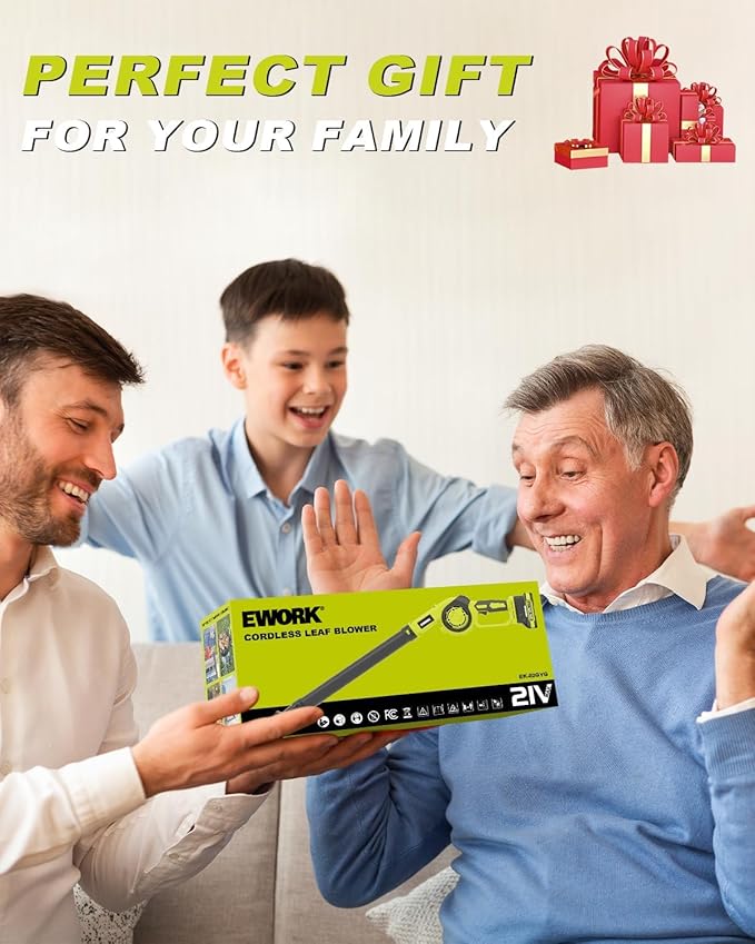 EWORK Small Leaf Blower Cordless 21V Powerful 200 MPH Mini Electric Leaf Blower with Battery and Fast Charger, Lightweight Leaf Blowers for for Lawn Care, Patio, Blowing Leaves