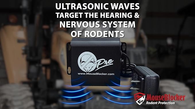 Mouse Blocker Prox 12Volt High Powered Ultrasonic Mouse and Rodent Deterrent with with an Eviction Mode and Dual Strobing LEDs for Your Vehicle