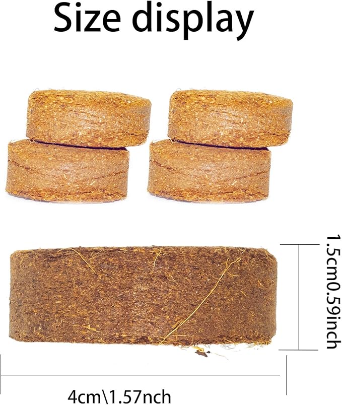 Iceyyyy 60pcs 40mm Compressed Coco Coir Fiber Potting Soil - Expanding Organic Coco Coir Pellet Fiber Soil, Peat Soil Pellets Seeds Starting Plugs for Planting (60, 1.57Inch)