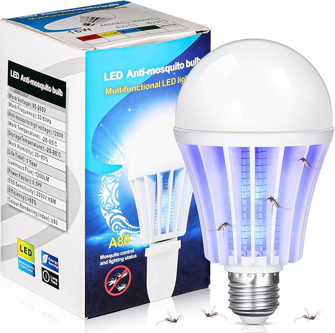 Qualirey Bug Zapper Light Bulb Bulk 2 in 1 Electronic Mosquito Killer Lamp LED Light for Fruit Flies Bug Fly Insect Mosquito Control, Suitable for Indoor Entryway Patio Doorway Corridor (1 Pcs)