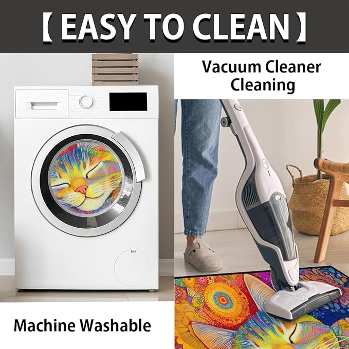 cfpolar Non-Slip Soft Half Round Door Mat, Colorful Nap Cat Semicircle Mat for Indoor Entrance Garage Bath Living Room Patio 24 x 36 in