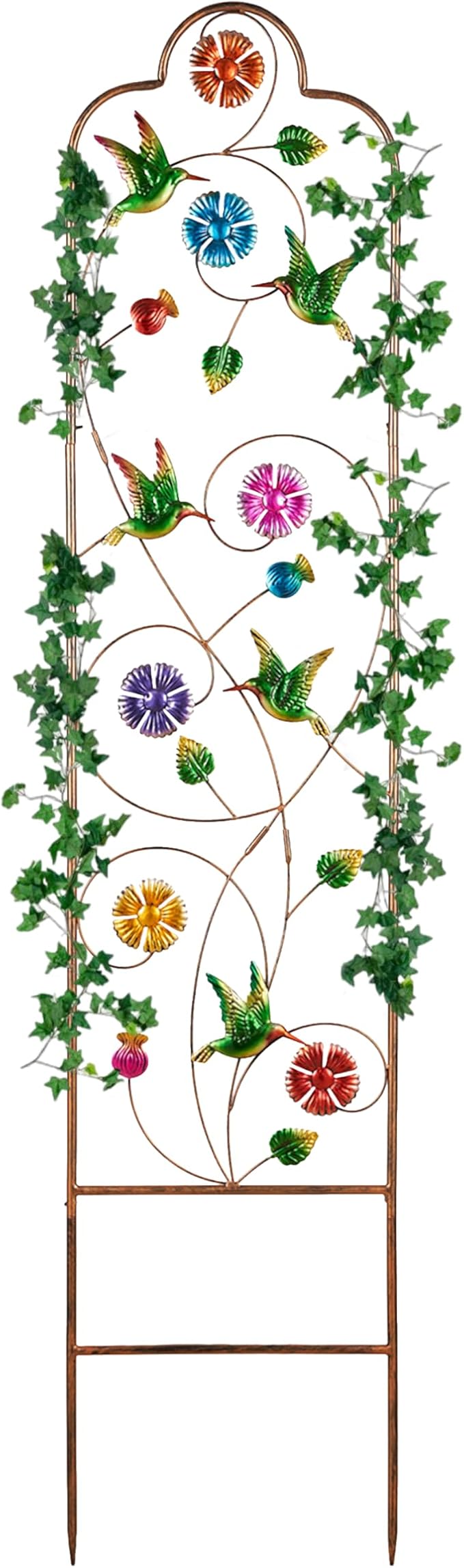 60”Trellis for Climbing Plants,1Pack Outdoor Garden Trellis Metal with Colorful Hummingbird Ideal for Climbing Plants Outdoor Decorative Metal Trellis for Your Garden,Gifts for Mom