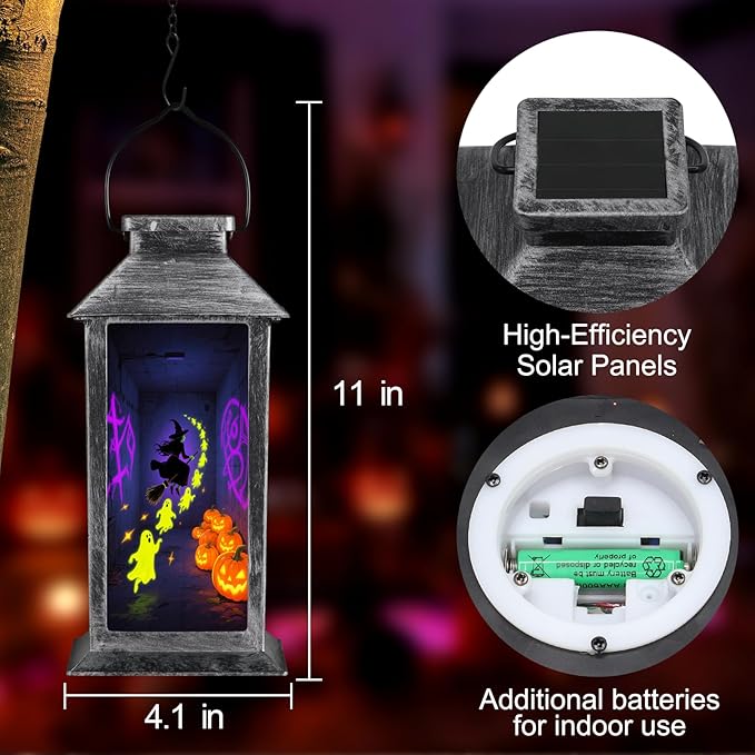 Halloween Decorations Outdoor,Halloween Hanging Decorations,Solar Lantern,Decor for Home Outside Porch Garden Yard Lawn Party Decorations（Ghost Witch Pumpkin）