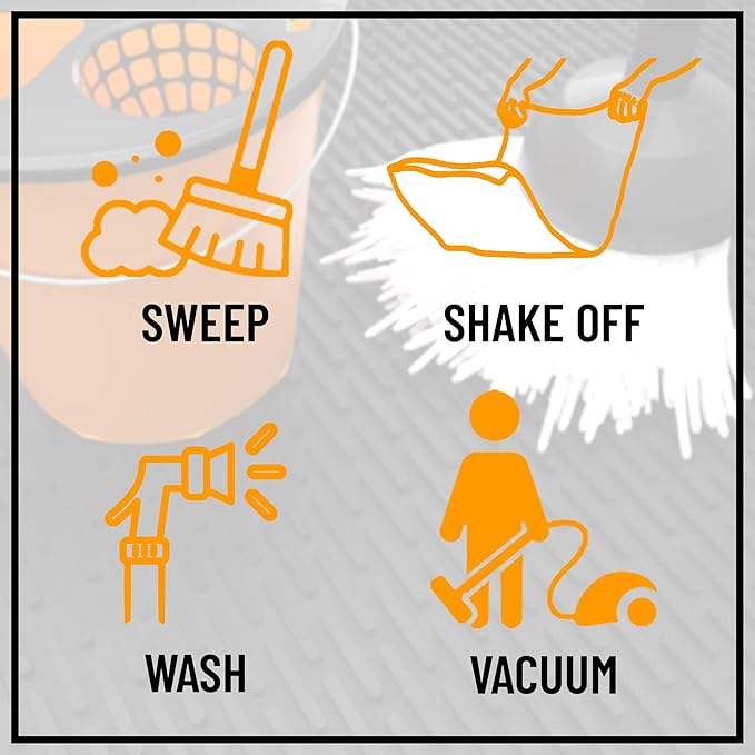 Ottomanson Easy Clean, Waterproof Non-Slip Indoor/Outdoor Rubber Doormat, 18" x 30", Black