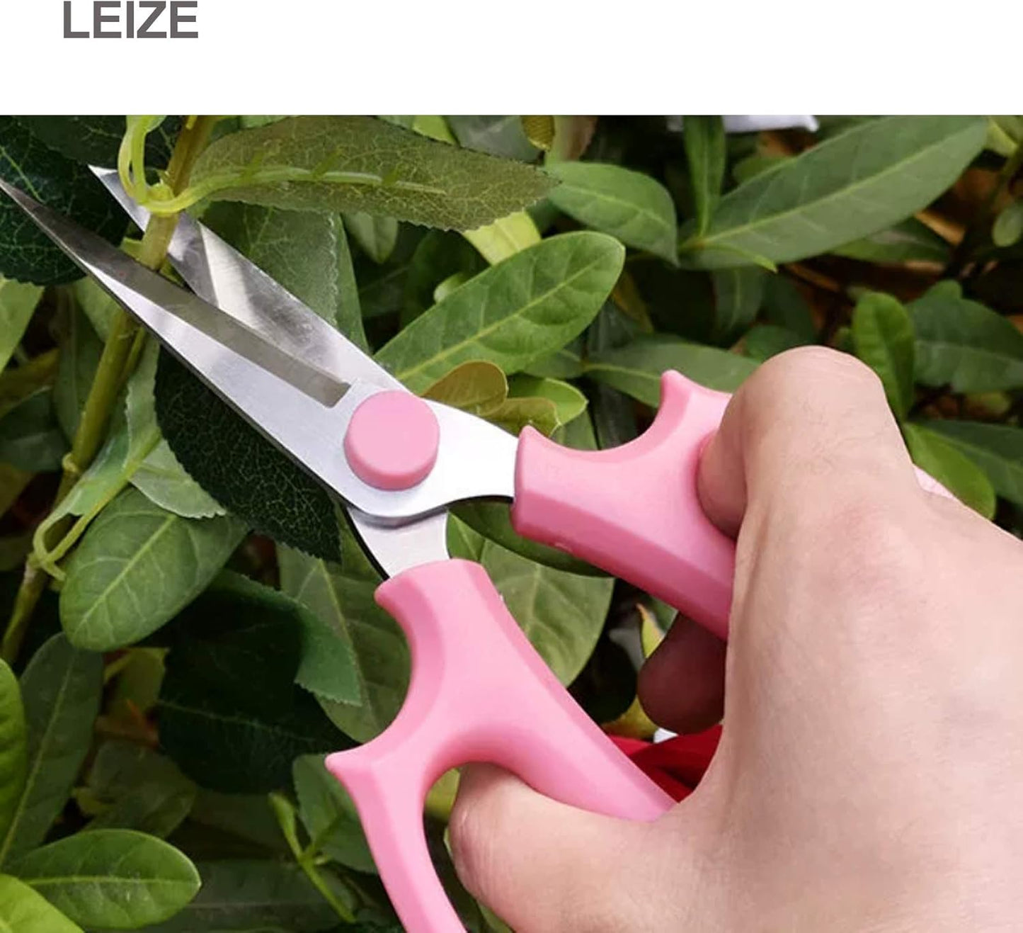 Leize Flower Scissors, Premium Thickened Stainless Steel Floral Shears, Strong Pruner for Flowers, Branches and Leaves (Grey Green Slender 2Pics)
