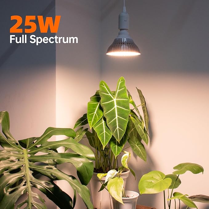 LED Hanging Grow Light, Grow Light Bulb for Indoor Plants, 25W Full Spectrum Hanging Grow Light,3000K Plant Light Bulbs with 16.4FT Power Cord, Pendant Grow Lights for Indoor Plants, 1 Pack