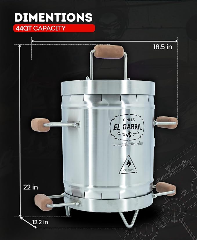 EL BARRIL 13lbs Grill & Smoker Barrel, Stainless Steel Charcoal Smoker Grill – Portable Outdoor Smokers with Grilling Accessories & Carry Bag