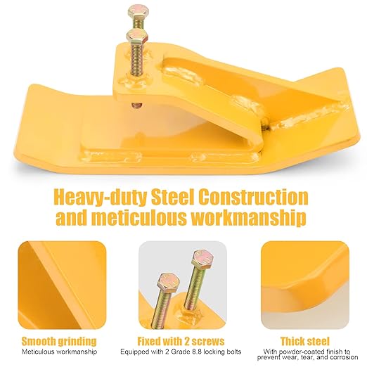 Tractor Bucket Protector(Upgraded Version), 2 Pcs Ski Edge Protector, Turf Tamer Skid Protector with Grade8.8 Double Lock Nuts and Bolts, Heavy Duty Steel for Snow Removal Spreading Gravel,Yellow