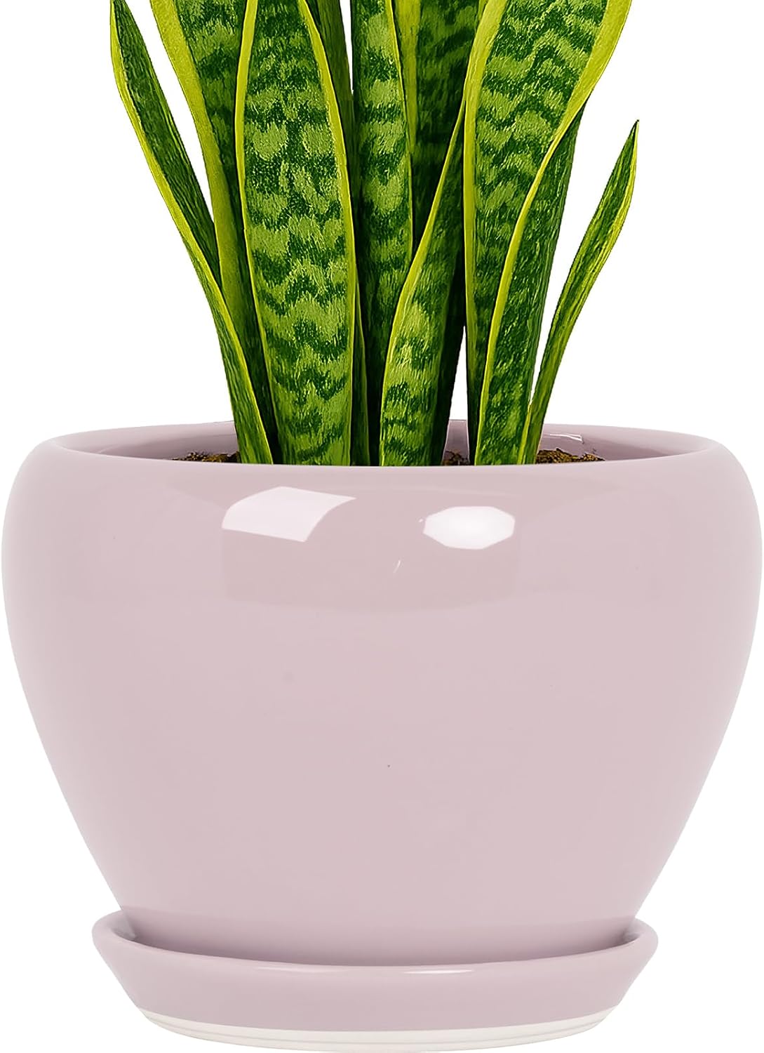 Deep Dream 8 Inch Plant Pots- Ceramic Pots for Plants with Drainage Hole and Saucer, Large Planter Pot for Indoor Plants Outdoor Decor, Pink