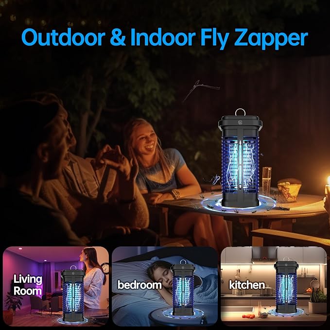 Bug Zapper Outdoor Indoor Waterproof, Buzzkick Electric Mosquito Zapper Effective 4200V Insect Fly Zapper Trap Killer for Outside Patio Porch Backyard Garden