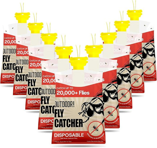 Fly Traps Outdoor Hanging with Natural Pre-Baited, Powerful Mosquito Repellent for Patio Disposable Fly Catcher, Fly Traps Outdoor - Controls Flies for Patio, Barns, Ranches (9 pcs)