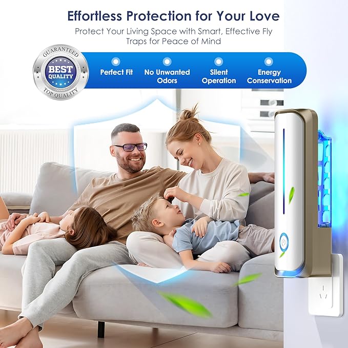 Flying Insect Trap, Plug in Fruit Fly Traps for Indoors, Light Trap Indoor Bug Zapper Gnat Traps for House Indoor with 10 Glue Card Refills