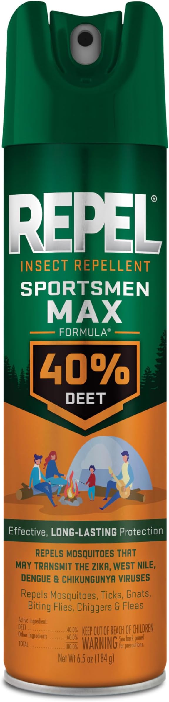 Repel Insect Repellent Sportsman Max Formula, Repels Mosquitoes, Ticks, Gnats, Biting Flies, 40% DEET (Aerosol Spray) 6.5 fl Ounce