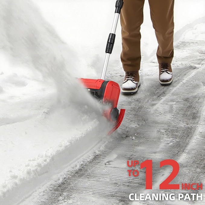 Cordless Snow Shovel, 21V | 12-Inch | 4-Ah Cordless Snow Blower, Foldable Electric Battery Powered Snow Removal Machine, 20ft Throwing Distance, Plows 300lbs/min (2 Battery & Quick Charger Included)