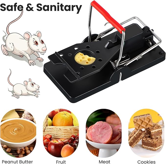 Qualirey 18 Pcs Plastic Mouse Rat Traps House Indoor Quick Effective Safe for Warehouse Garden Kitchen 3.86 x 1.81 x 2.17 Inch (Black,Red)