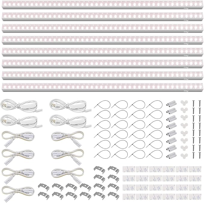 Barrina T5 Grow Lights for Indoor Plants, Full Spectrum LED Grow Light, 2FT 80W (8 x 10W), Plant Lamp for Indoor Growing, Seed Starting, Pinkish White, 8-Pack