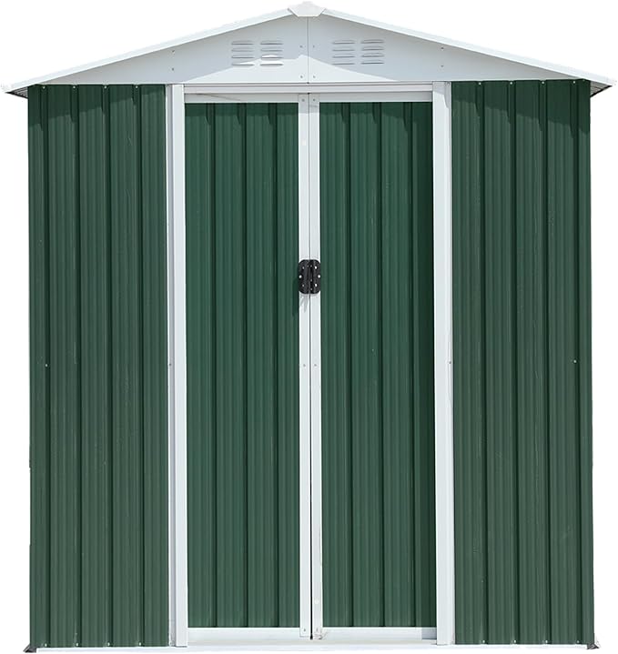Ball & Cast 6x4FT Outdoor Storage Shed with Punched Vents,Heavy Duty Metal Sheds with Lockable Doors,Waterproof Tool Sheds for Garden,Backyard,Lawn,Easy to Assemble,Green