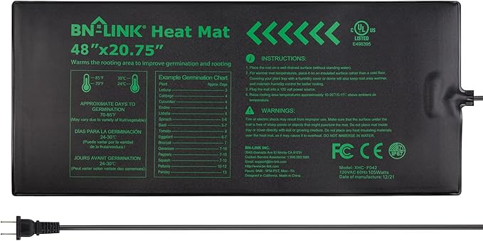 BN-LINK Seedling Heat Mat Warm Hydroponic Heating Pad Waterproof 48" x 20.75" for Seed Starting Greenhouse and Germination