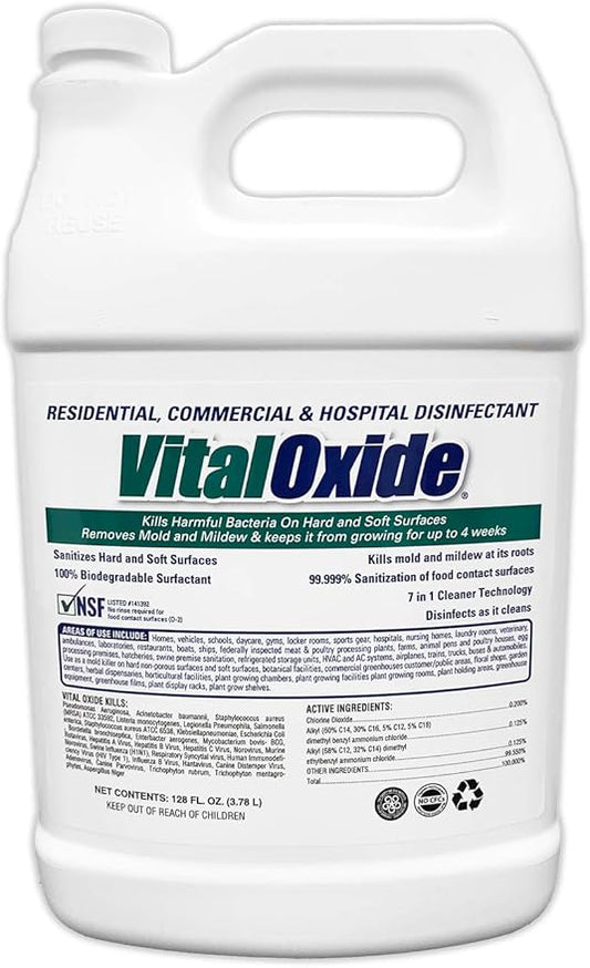 Vital Oxide Disinfectant, Deodorizer, Cleaner, Food-Contact Sanitizer, Virucide – (EPA registration #82972-1) – Kills Mold & Mildew, Eliminates Odors-1 Gallon
