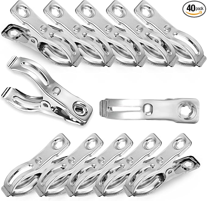 40 Pcs 2.3 Inch Row Cover Clips, Garden Clips for Netting, Greenhouse Clamps Made of Stainless Steel, Have a Strong Grip of Greenhouse Clips, For 1/2'', 3/4'', 1'' Garden Hoops