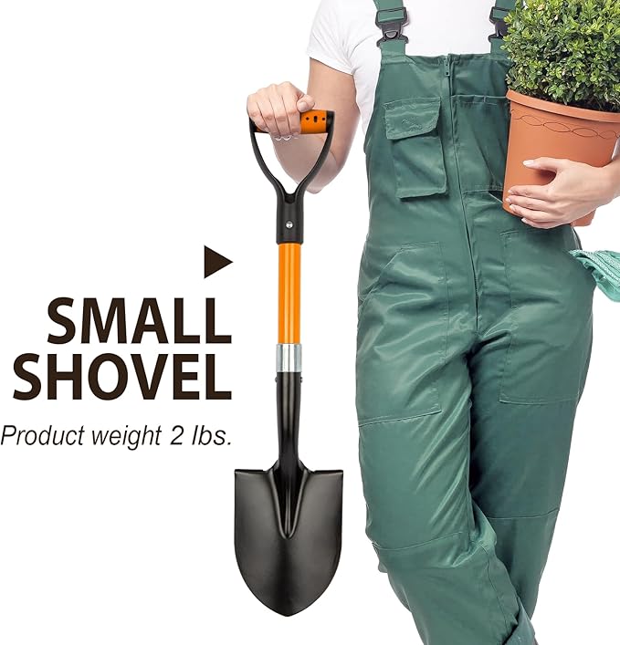 Small Garden Shovel Mini Kids Digging Shovel with Overall Length 28 inches Shovel for Digging, Beach Shovels. Gardening Tools with D-Handel