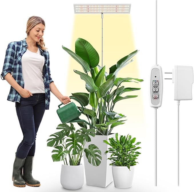 LORDEM Grow Lights for Indoor Plants Full Spectrum, Tall Plant Lights for Indoor Growing, 65 inch Height Adjustable Growing Lamp with Auto On/Off Timer 4H/8H/12H & 4 Dimmable Brightness, 1 Pack