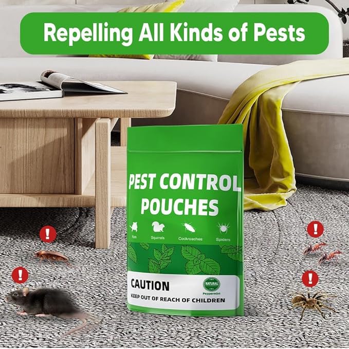 Pest Control Pouches, Mouse Repellent, Mice Repellent Indoor, Peppermint Mice to Repel Rodents, Ant, Roach & Moth, Rodent Repellant, RV Rat Deterrent, Keep Mouse Away for Car-10 Pouches