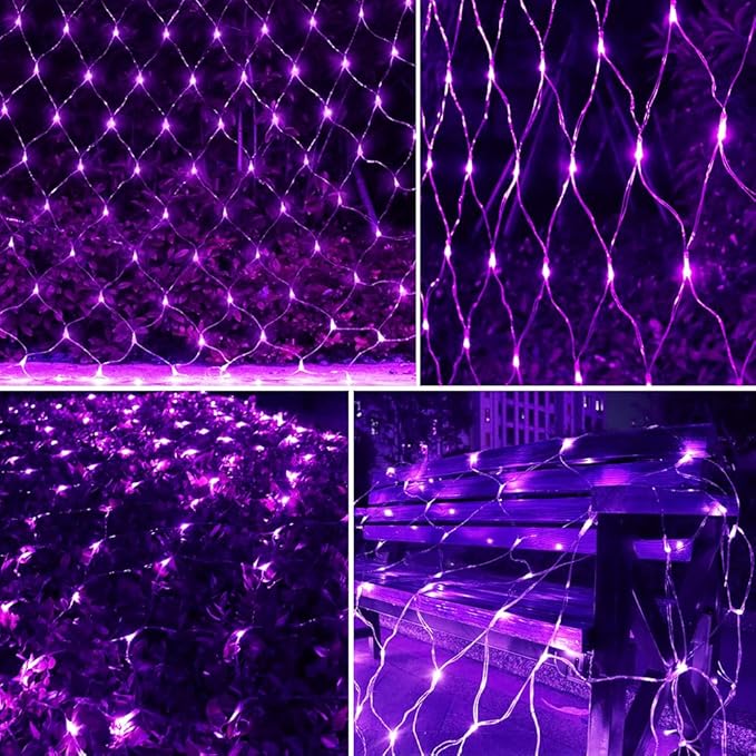 240LED Net Light Halloween Decor Mesh Lights, Tree Warp Fairy Lights Outdoor Hanging String Light for Home, Bedroom, Christmas, Garden, Walkway, Bushes Decor-9.8ft x 6.6ft(Purple)