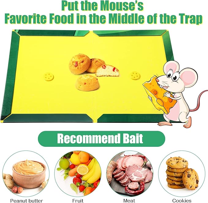 48 Pack Mouse Glue Traps Large Size Mouse Traps Sticky Pad with Enhanced Stickiness Pest Rat Sticky Traps Board for Rodent Cockroach and Other Insects House Indoor Outdoor
