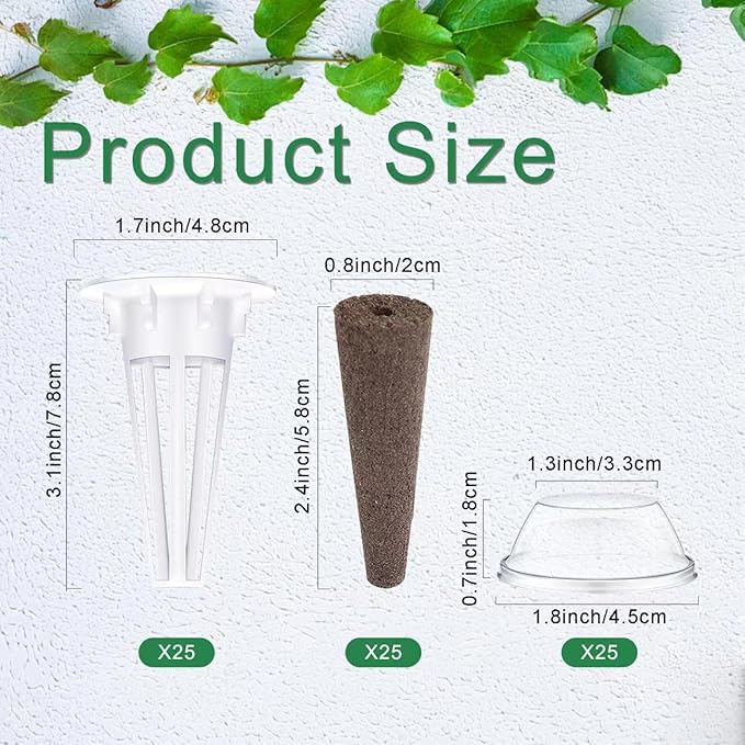 Delemonte 75 PCS Hydroponic Growing Plant Pods Kit, Including 25 Pieces Replacement Grow Baskets 25 Pieces Plant Grow Sponges 25 Pieces Transparent Insulation Lids, Compatible with Aerogarden