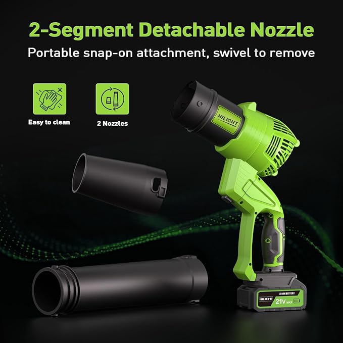 Cordless Leaf Blower with 2 Batteries & Fast Charger 5-Speed Adjustable - Lightweight Handheld Blower for Lawn, Yard, Driveway - 30% Less Fatigue Ergonomic Design (2 * 21V-2.0Ah)