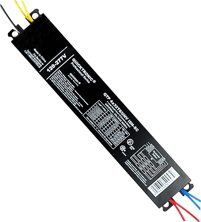 OHLECTRIC Replacement for Sylvania Ballast QTP4X32T8/UNV ISN-SC, Philips ICN-4P32-N, Keystone KTEB-432-UV-IS-N-P, for 4 Fluorescent T8 Lamps - 120-277V - 32 Watt