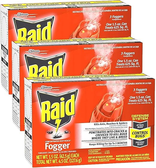 Raid® Concentrated Deep Reach Fogger, 1.5 oz, 3 Cans ( Pack of 3)