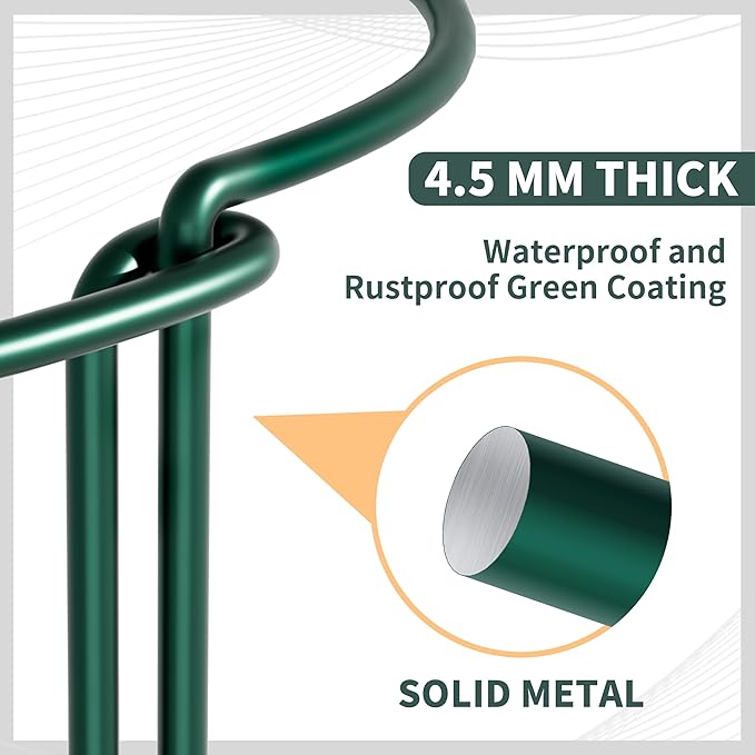 TCBWFY 10 Pack Garden Supports for Plants Metal 10" Wide x 24" High Interlock Half Round Garden Plant Support Ring Border Support Plant Support Ring Cage for Rose Flowers Vine Tomato