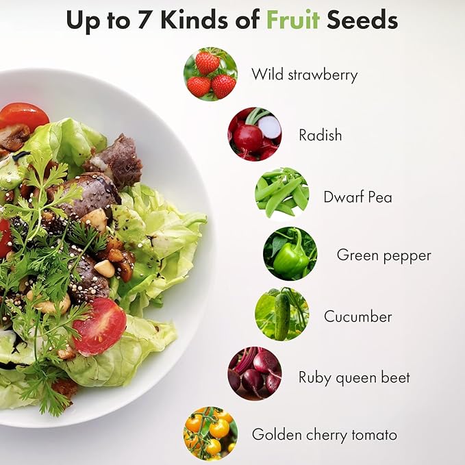 12 Pods Fruit Seed Pod Kit for AeroGarden, idoo, Ahopegarden Hydroponic Growing System Indoor Garden, Include Strawberry, Golden Cherry Tomato, Cucumber, Radish, Dwarf Pea, Green Pepper