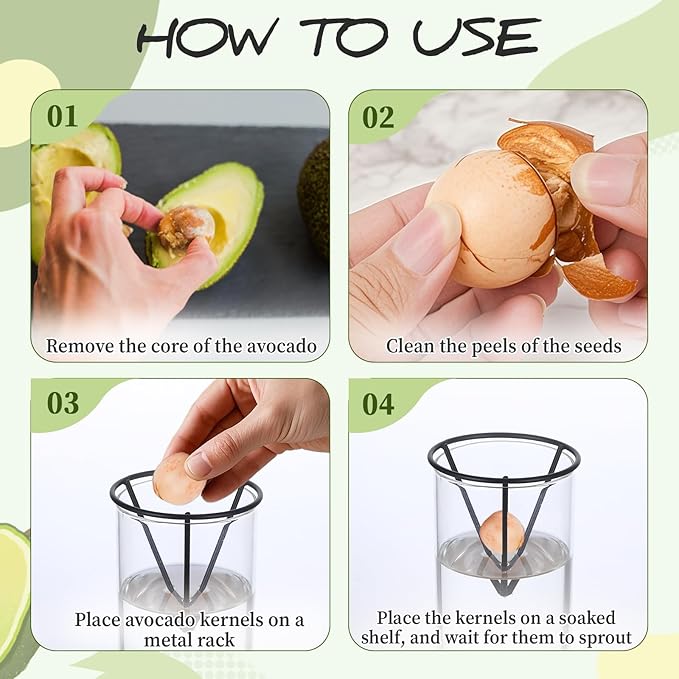 Avocados Vase Avocado Seed Starter Vase, Avocado Trees Live Plants Growing Kit Aguacate Seed Sprouting Kit with Metal Triangle Bracket and Bamboo Base, Glass Sprout Growing Kit for Avocados