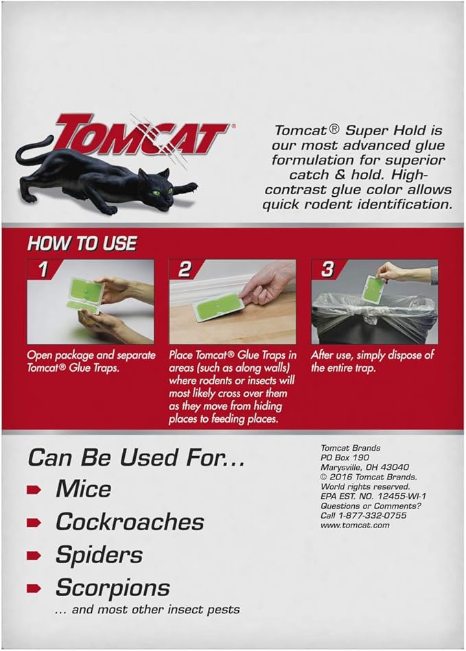 Tomcat Super Hold Glue Traps Mouse Size, 8-Pack (32 Glue Traps)
