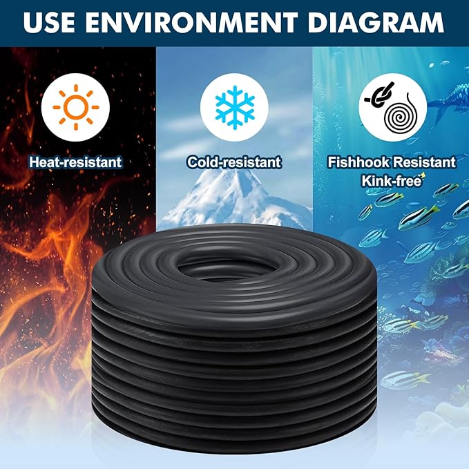 HQUA PAS10 Pond & Lake Aeration System for Up to 1 Acre, 3/4 HP Compressor + One 100' Weighted Tubing + One Diffuser