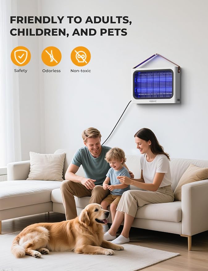 YISSVIC 20W Indoor Bug Zapper Electric Fruit Flies Traps for Indoors Mosquito Zapper Electric Moth Gnat Fly Zapper Extra 2 Bulbs for Home Kitchen Dining Living Room (White)