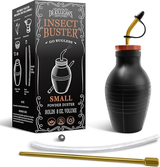 Dr. Killigan's The Insect Buster - Bulb Duster for Diatomaceous Earth and Other Powders - Effective Dust Application Tool - Small (8 ounces)