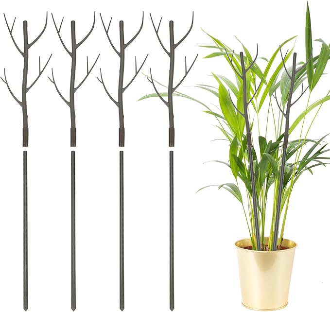uxcell 4 Pcs Plant Support Stakes, 27.5" Twig Plant Stem Support Structures Garden Branches Plants Supports for House Potted Monstera Plants, Brown