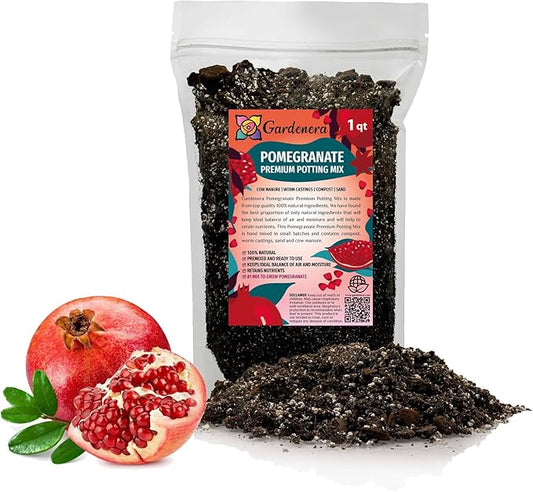 Premium Pomegranate Potting Soil Mix - Ideal Nutrient Blend for Growing Robust, Flavorful, and Bountiful Pomegranate Trees - 1 Quart