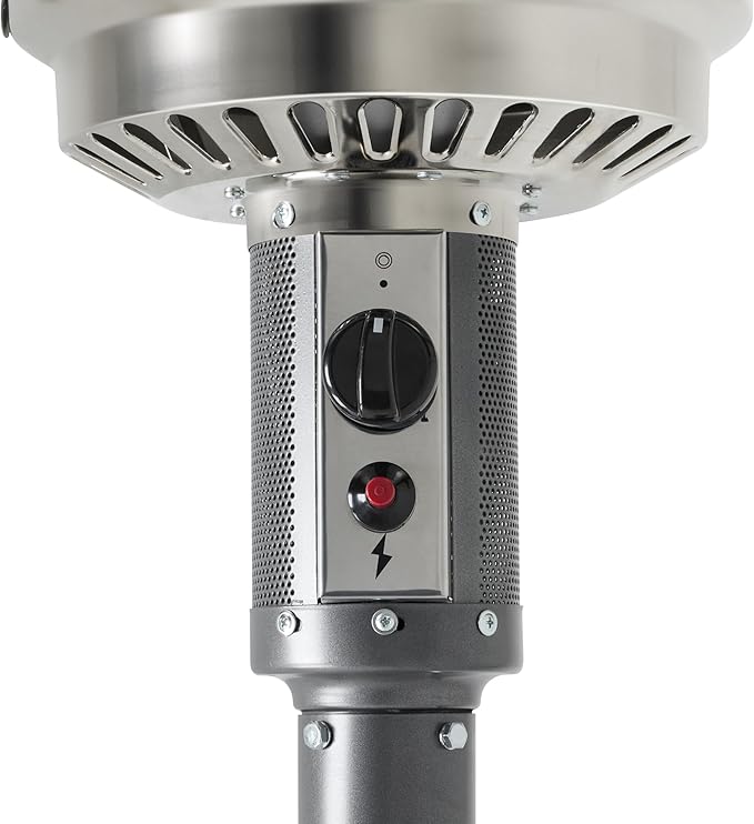 Amazon Basics 46,000 BTU Outdoor Propane Patio Heater with Wheels, Commercial & Residential, Slate Gray, with Water Tank, 32.1 x 32.1 x 91.3 inches (LxWxH)